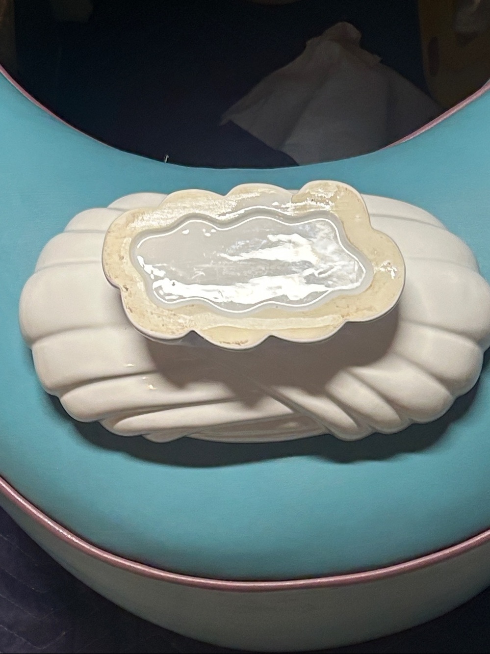 White Ceramic Decorative Bowl - Elegant Swirl Design - Picture 3 of 5